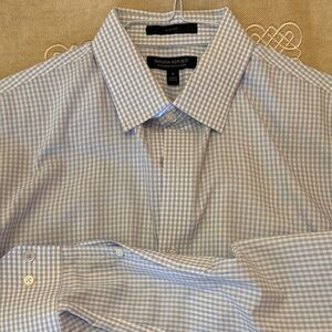 Banana Republic Light Blue Plaid Men's Dress Shirt